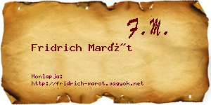 Fridrich Marót névjegykártya